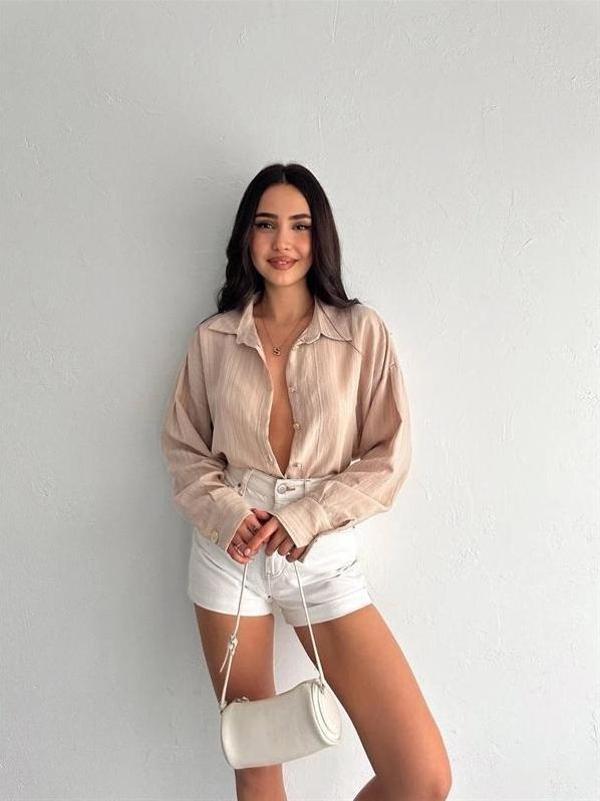 Çizgili oversize gömlek - Image 1