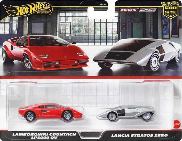 Hot Wheels Premium Car Culture 2'li Set - Lamborghini Countach LP5000 QV & Lancia Stratos Zero (1/64) - Image 1