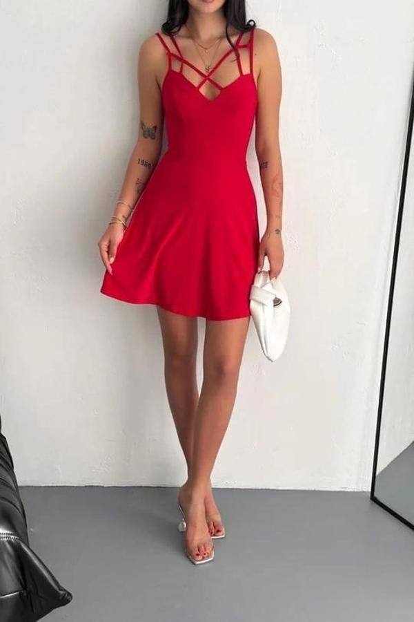 İnce çift askılı mini elbise - Image 1