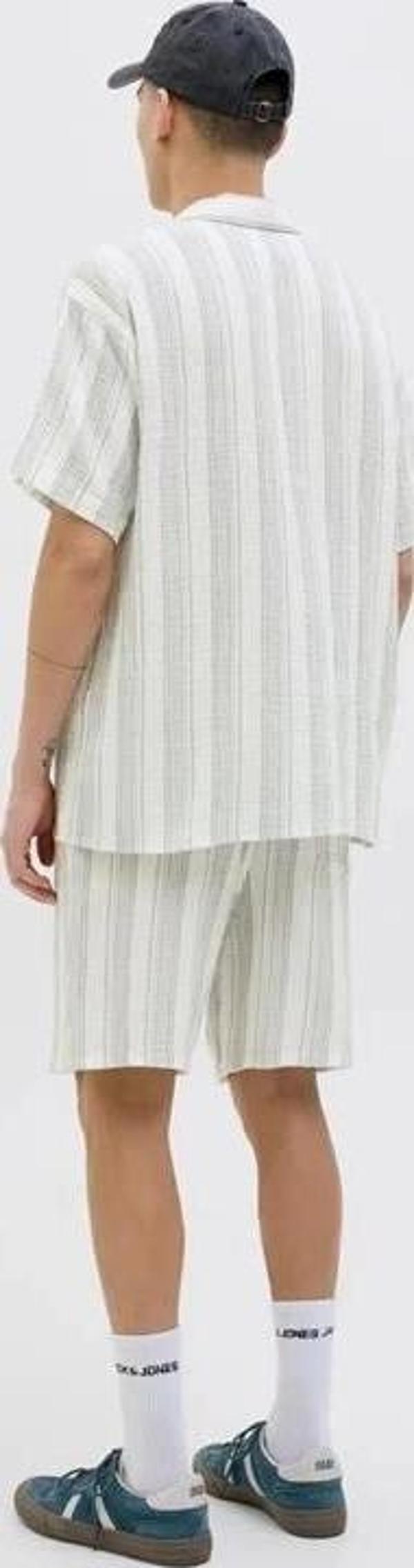 12274758 Müslin Kumaş Çizgili Ultra Hafif Erkek Short Beyaz - Image 1