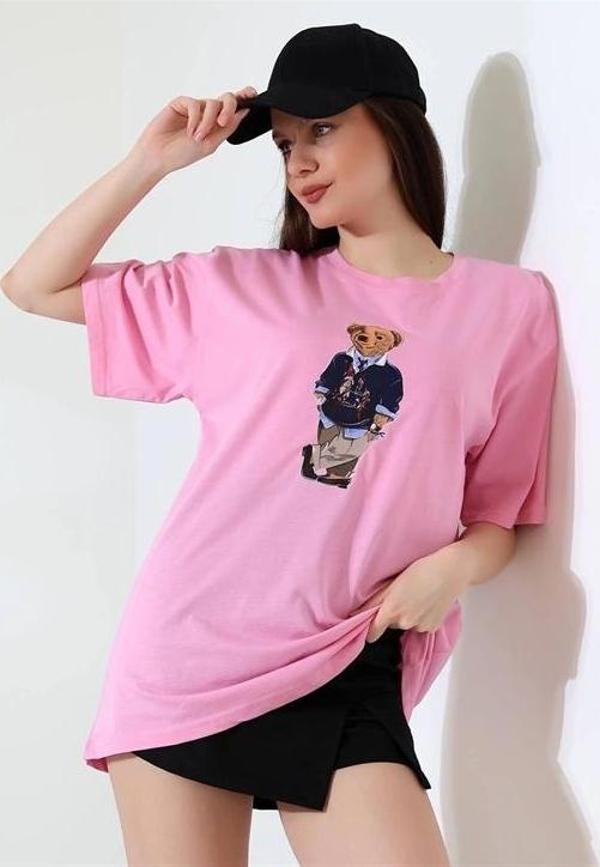 Ayıcıklı Oversize Kadın T-Shirt - Image 1