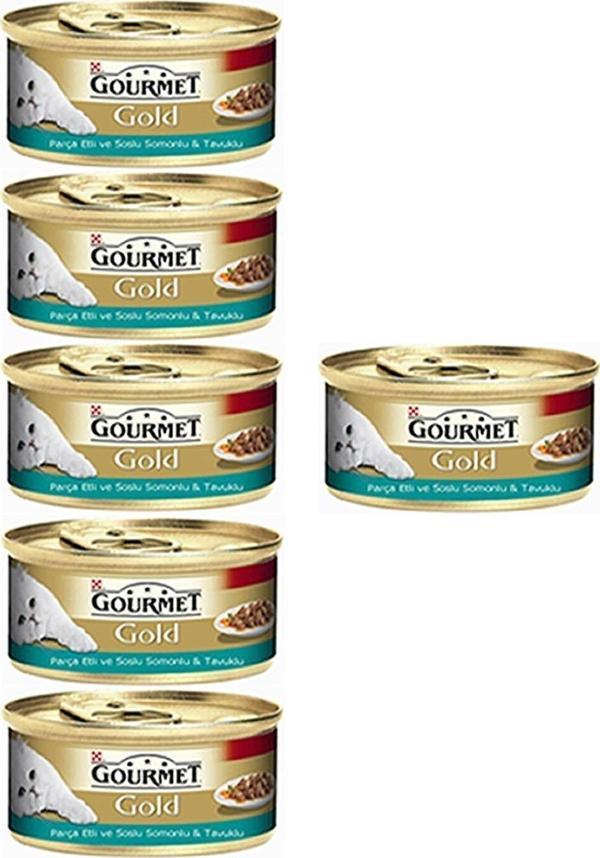 Gourmet Gold Parça Etli Ve Soslu Somonlu&tavuklu Yaş Kedi Maması 85gr 6al 5ödecndst0510ggpest - Image 1