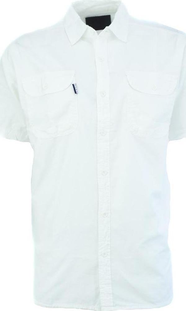 Oppland Erkek Yazlık Kot Gömlek Kısa Kollu Çift Cepli %100 Saf Pamuk Kumaş Rahat Kesim Tam Kalıp - Image 1