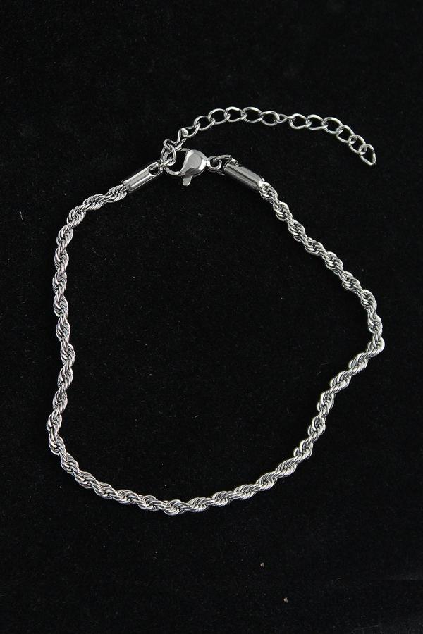 Bakımlı Erkek için Silver Çelik Burgu Tasarımlı Bileklik - Image 1