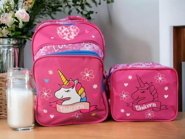 Unicorn Baskılı Kaliteli Okul Çantası Ve Beslenme Çantası - Image 1