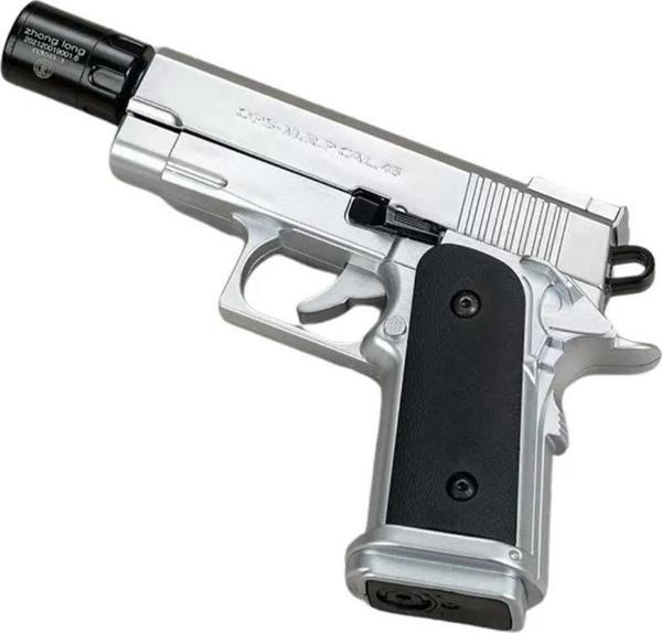 Dan Wesson 10mm Minyatür Tabanca Metal Doldurulabilir Torch Çakmak Gümüş - Image 1