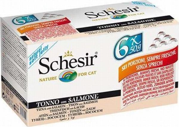 Schesir Multipack Ton Ve Somonlu Yetişkin Kedi Konservesi 6 Adet 50 gr - Image 1