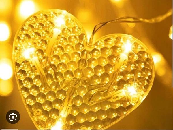 Kalp Perde Led 3m 6 Sıra 12 Adet Kalp Led ışık Gün Işığı - Image 1