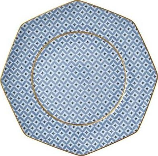 Tea Delight Regency Damask Mavi Tekli Ekmek Tabağı 17cm - Image 1