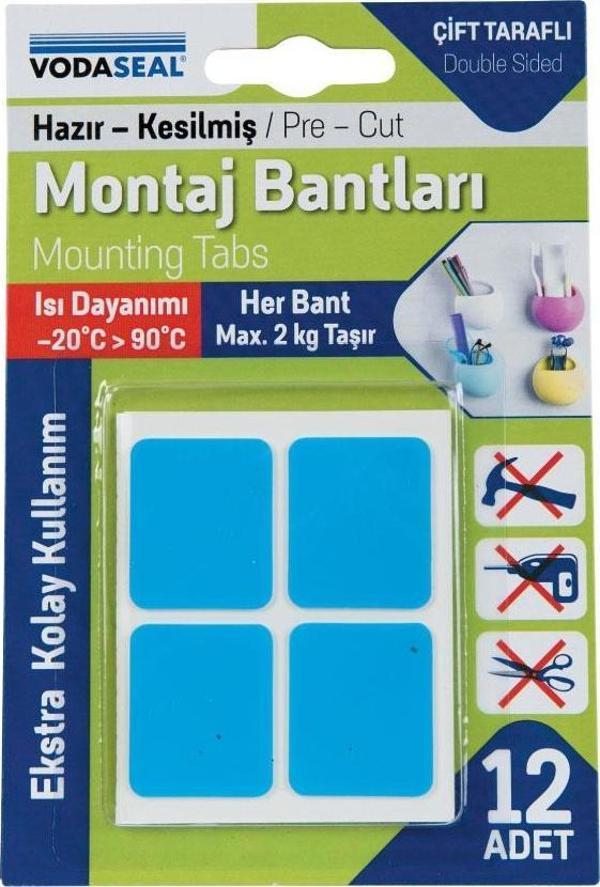 Vodaseal Superfix Kesilmiş Çift Taraflı Köpük Montaj Bantları - 12 Parça - Image 1