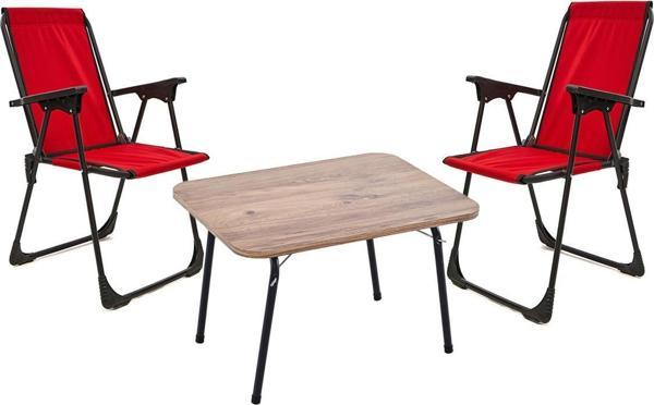 Exent 45x60 Katlanır Masa + 2 Adet Kamp Sandalyesi, Çift dikişli 120 kg kapasiteli-2KIR-ATL - Image 1