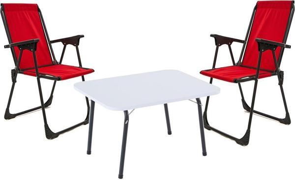 Exent 45x60 Katlanır Masa + 2 Adet Kamp Sandalyesi, Çift dikişli 120 kg kapasiteli-2KIR-BEY - Image 1