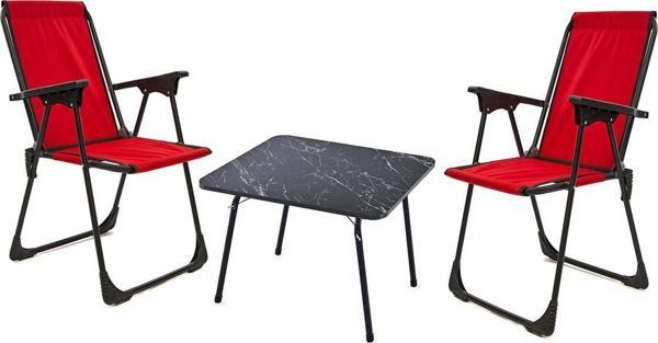 Exent 45x60 Katlanır Masa + 2 Adet Kamp Sandalyesi, Çift dikişli 120 kg kapasiteli-2KIR-MER - Image 1