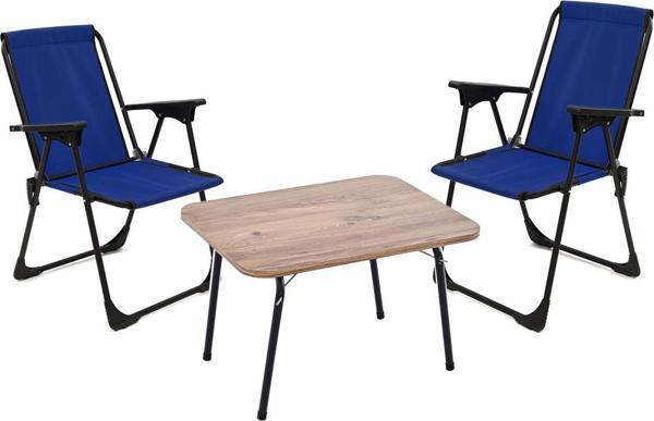 Exent 45x60 Katlanır Masa + 2 Adet Kamp Sandalyesi, Çift dikişli 120 kg kapasiteli-2LAC-ATL - Image 1