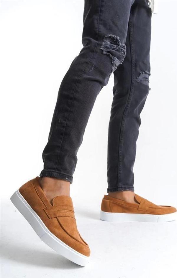 SLW180 Estilo X Bağcıksız Süet Erkek Günlük Spor Klasik Ayakkabı SBT - Taba - Image 1