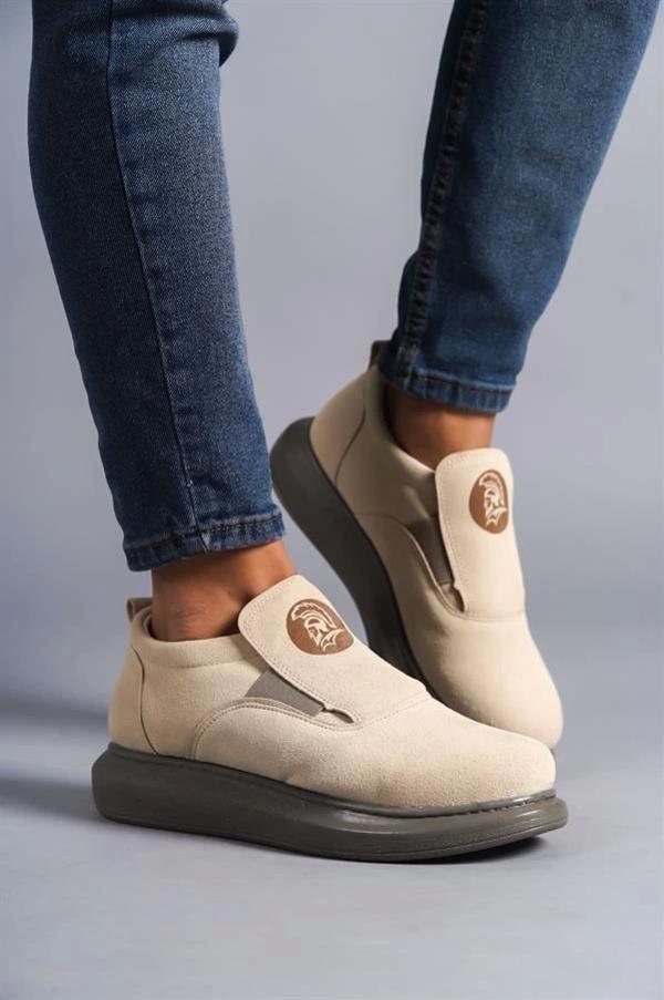 SLW161 Hippo Bağcıksız Süet Erkek Günlük Sneaker Ayakkabı SGT - Bej - Image 1