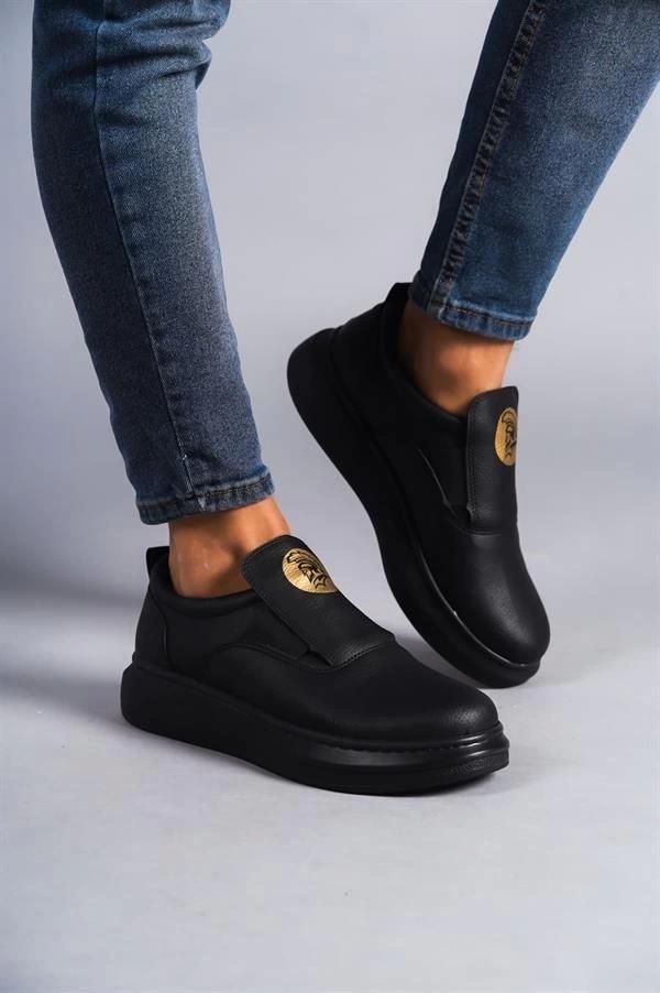 SLW161 Hippo Bağcıksız Cilt Erkek Günlük Sneaker Ayakkabı CST - Siyah - Image 1