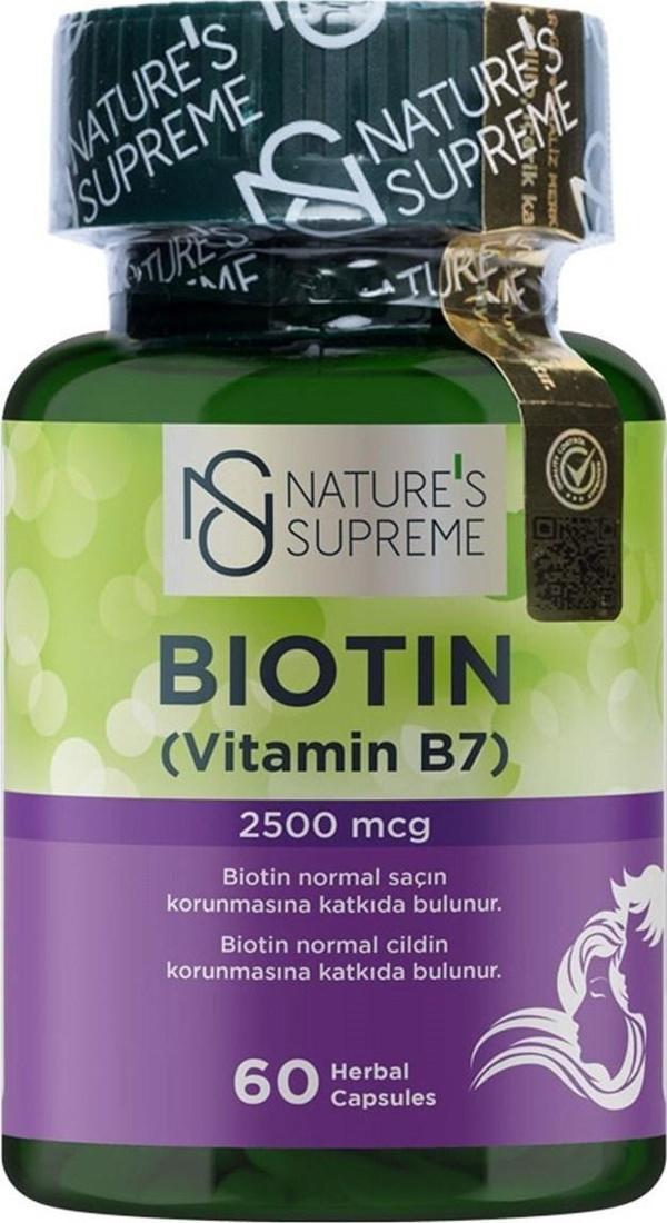 Nature's Supreme Biotin 2500 Mcg 60 Kapsül - Image 1