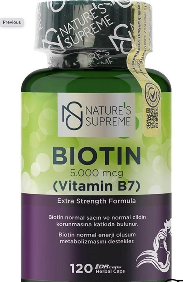 Nature's Supreme Biotin 5000 Mcg 120 Kapsül - Image 1