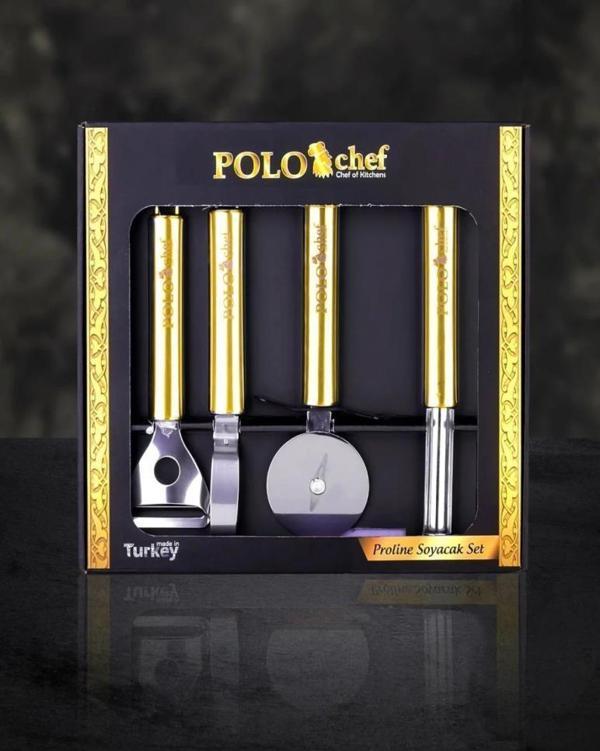 POLOCHEF PROLİNE PASLANMAZ ÇELİK SOYACAK SET GOLD  - Image 1