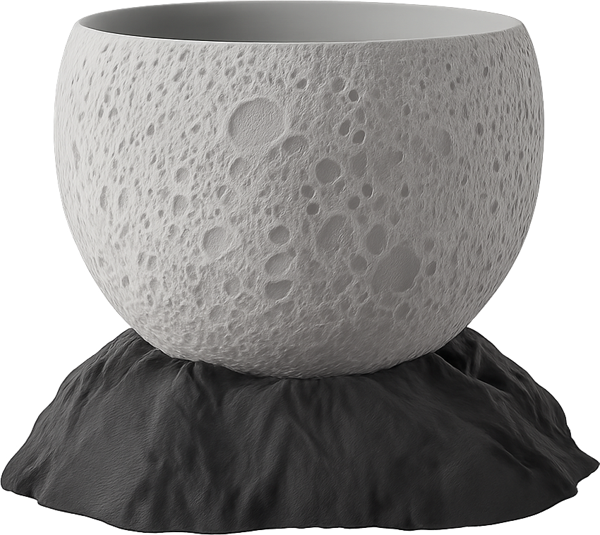 Ay Yüzeyi Desenli Saksı - 3D Baskı Dekoratif Tasarım - Image 1