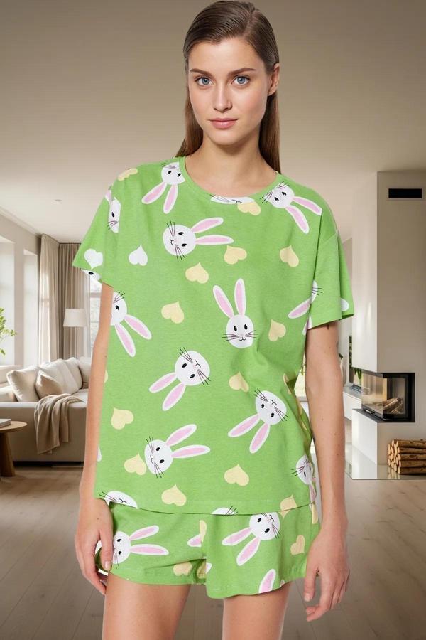 Kadın %100 Pamuklu Regular Kalıp Ayıcıklı Pijama Takımı Özenle Seçilmiş Trend Tasarım - Image 1