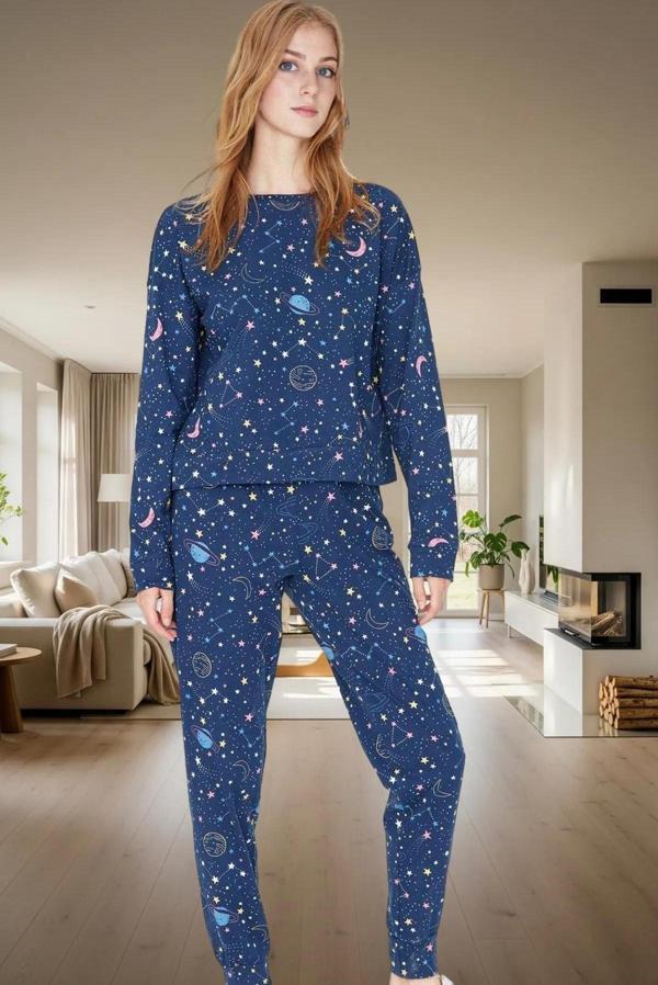 Pamuklu Galaksi Desenli Pijama Takımı Rahat Şık Kışlık Kaliteli İşçilik Premium Kalite - Image 1