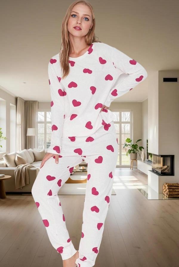 Pamuklu Kalpli Pijama Takımı Regular Kalıp Uzun Kollu Kışlık 2'li Konforlu Kesim - Image 1