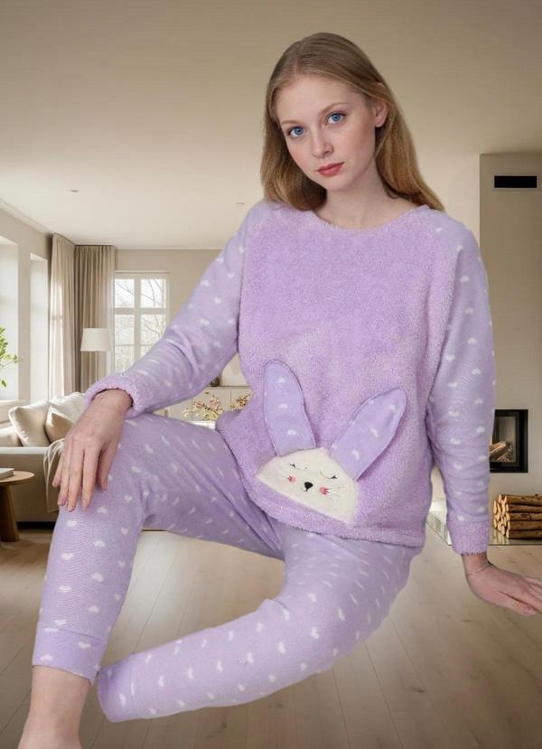 3lü Rahat Uyku Seti Kalpli Polar Pijama Takımı Kış İçin Mükemmel Ve Şık Konforlu Kesim - Image 1