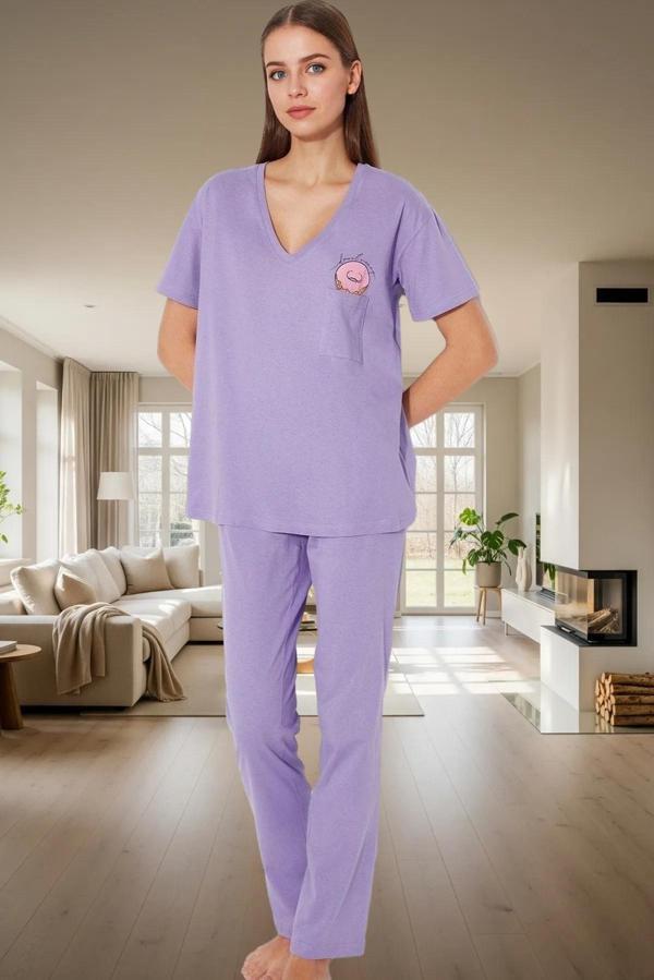 Nefes Alan Pamuklu Pijama Takımı Regular Kalıp Cep Detaylı Yüksek Kalite - Image 1