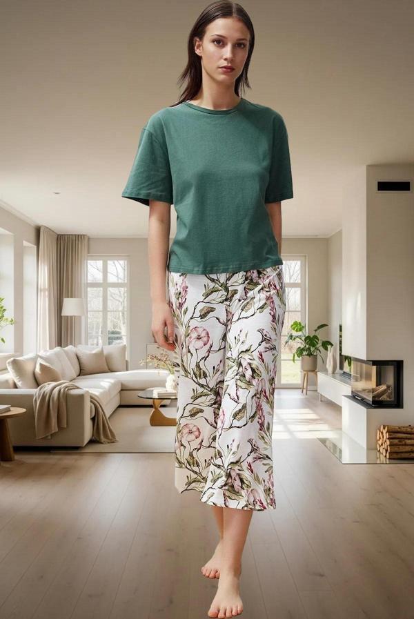 Pamuklu Örme Pijama Takımı Çiçek Desenli Rahat ve Şık Premium Kalite Kullanım - Image 1