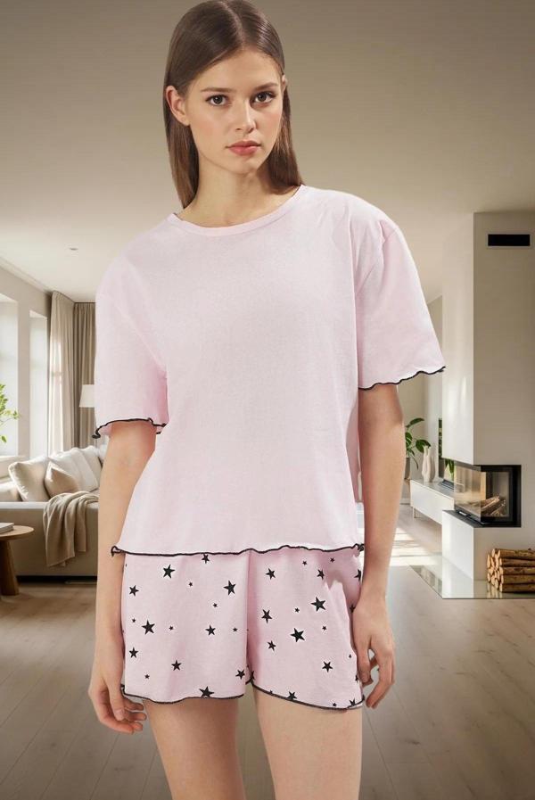 Rahatlığıyla Büyüleyecek Pijama Takımı Galaksi Desenli Pamuk Polyester Rahat Ve Şık - Image 1