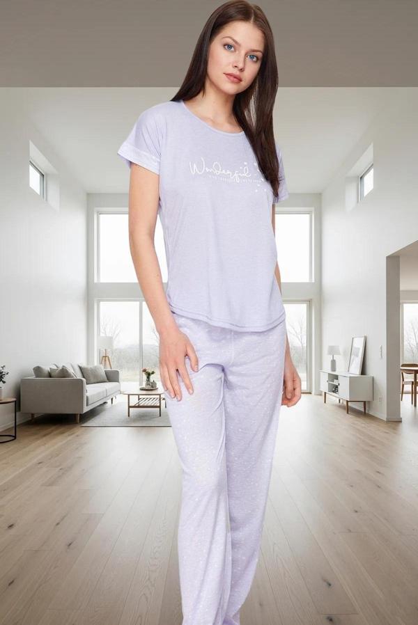 Rahat Kesim Pijama Takımı Ekose Desenli Viskoz Karışımlı Uzun Paça Özel Tasarım - Image 1