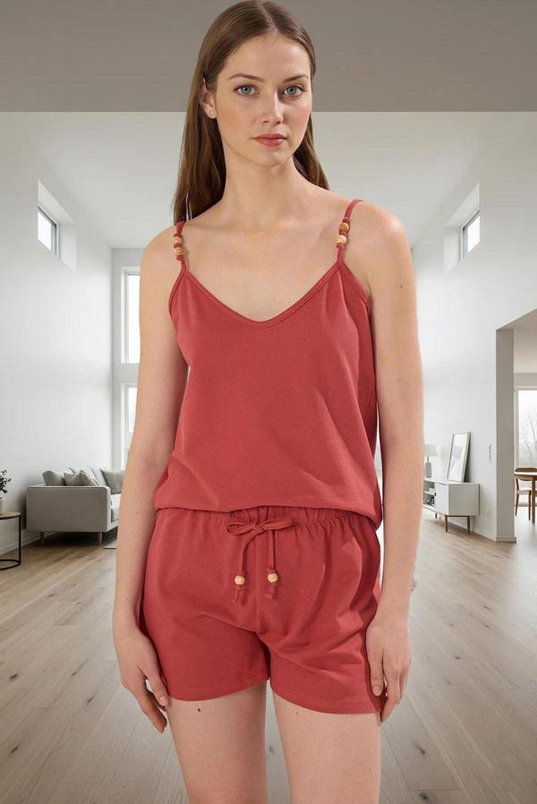 Rahat %100 Pamuklu Kadın Pijama Takımı Renk Havuz Yaka Boru Paça Yüksek Kalite Özel Tasarım - Image 1