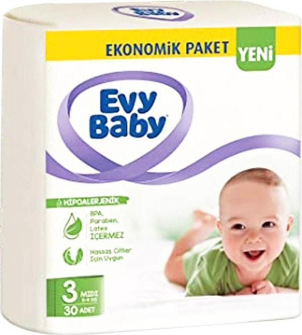 Evy Baby Bebek Bezi 3 Beden 30 Adet - Image 1