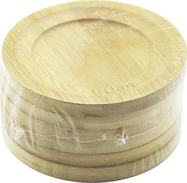 Yuvarlak= Çap: 9.7cm 6pcs Bambu - Ahşap Çay Tabak - Image 1