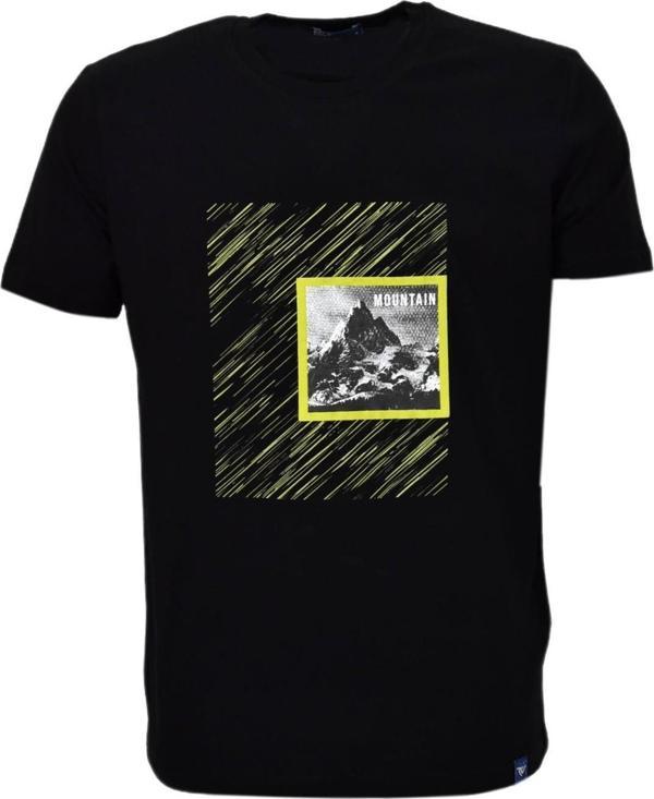 Erkek Sıfır Yaka Pano Baskılı Tişört BGL-ST03832 - Image 1