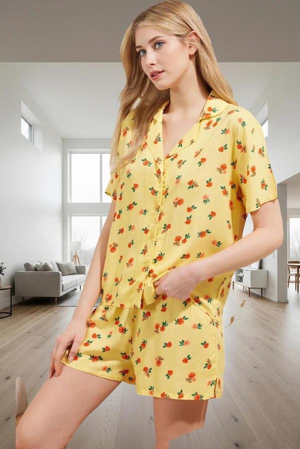 Rahat Şık ve Nefes Alan Çiçekli Viskoz Pijama Takımı Homewear Koleksiyonu Özel Tasarım - Image 1
