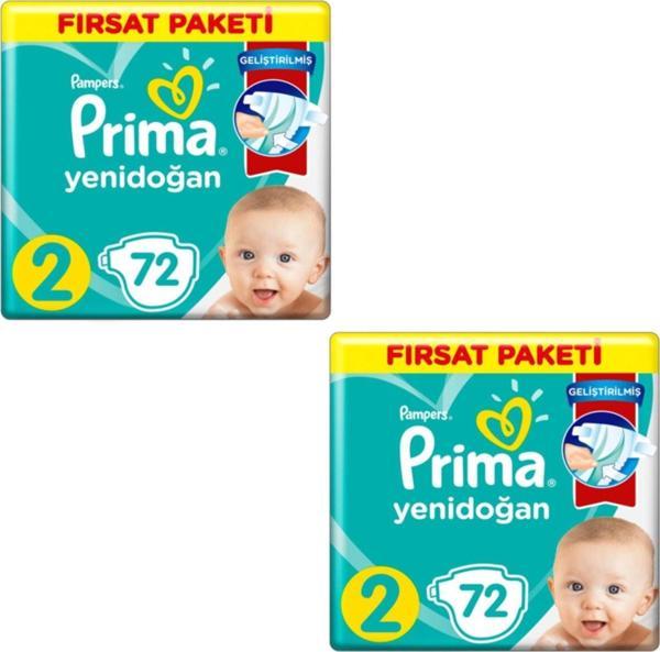 Prima Bebek Bezi 2 Beden-numara Mini 4-8 Kg 72 Li 2 Paket 144 Adet - Image 1