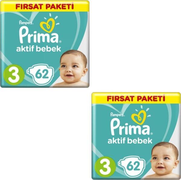 Prima Bebek Bezi 3 Beden-numara Midi 6-10 Kg 62 Li 2 Paket 124 Adet - Image 1