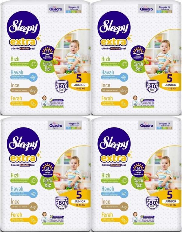 Sleepy Bebek Bezi Extra Beden:5 (11-18kg) Junior 320 Adet (4 Lü Jumbo Pk Serisi) (4pk*80) - Image 1