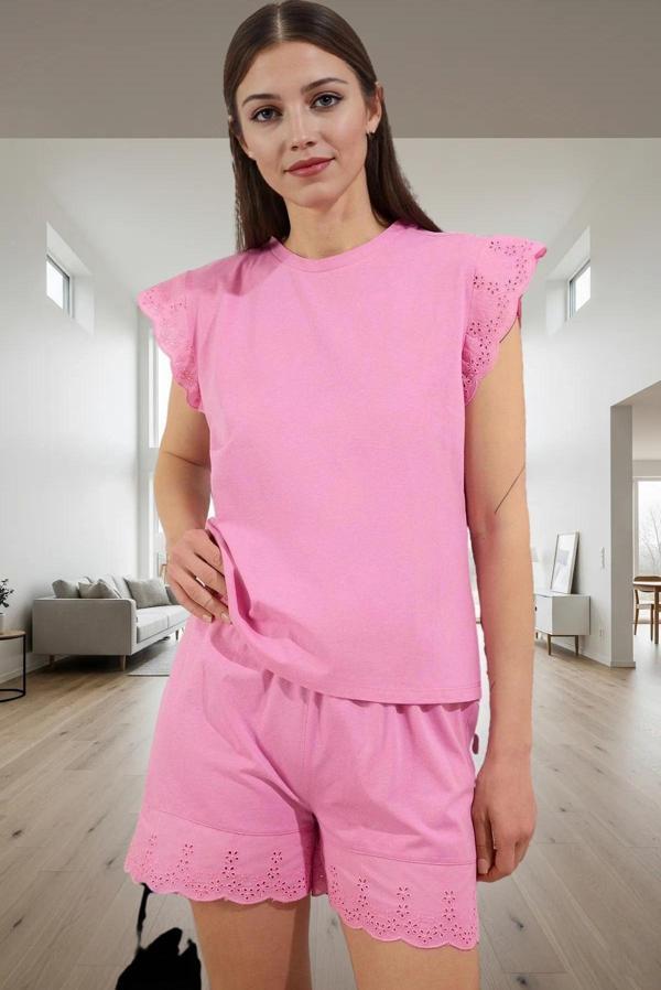 Rahat Yazlık Pijama Takımı Pamuklu Brodeli Regular Kalıp Özenle Seçilmiş Profesyonel Görünüm - Image 1