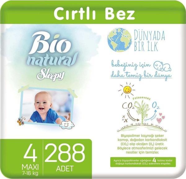 Sleepy Bio Natural Bebek Bezi 4 Numara Maxi 288 Adet - Image 1