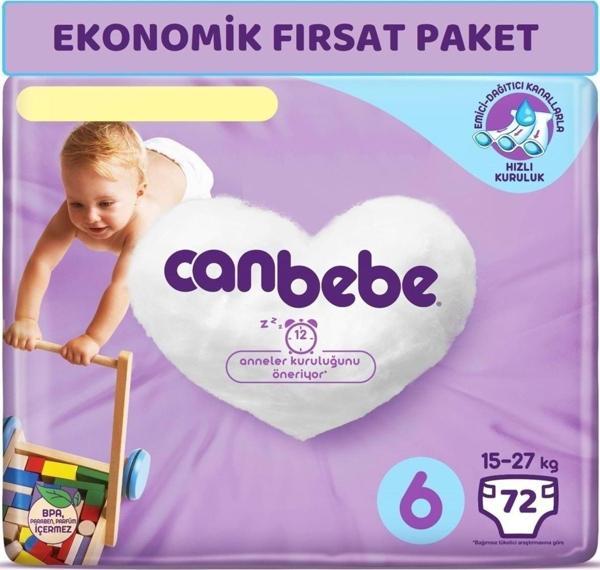 Canbebe Bebek Bezi Beden:6 (15-27kg) Extra Large 72 Adet Paket - Image 1