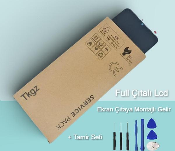 Tkgz - Huawei P40 Lite Uyumlu Lcd Ekran Dokunmatik SERVİCE - PACK - GÜMÜŞ FULL ÇITALI + Montaj Seti - Image 1