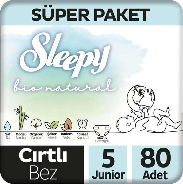 Sleepy Bio Natural Süper Paket Bebek Bezi 5 Numara Junior 80 Adet - Image 1