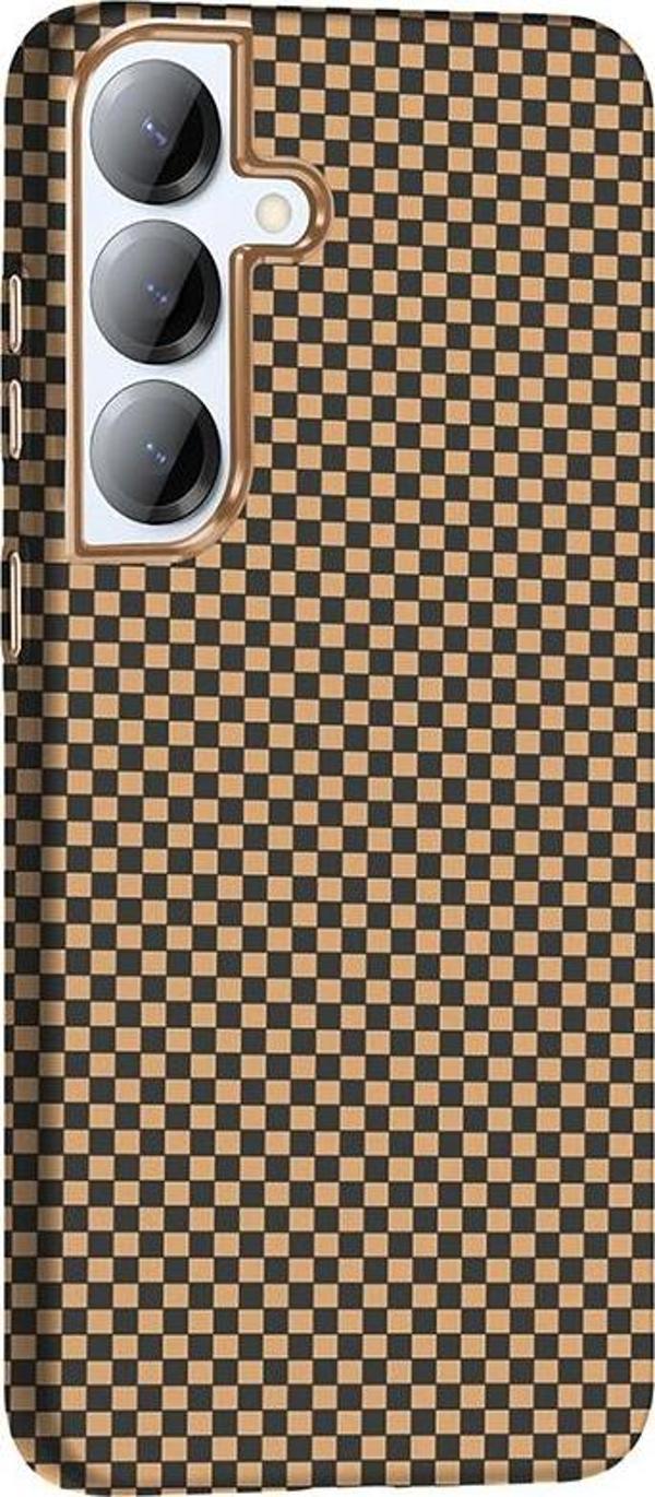 Galaxy S25 Plus Kılıf M-safe Şarj Özellikli Karbon Fiber Görünümlü Gros Kapak Desert Titanyum - Image 1