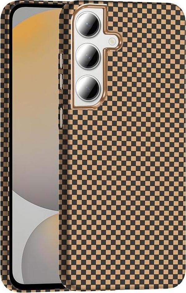 Galaxy S24 FE Kılıf M-safe Şarj Özellikli Karbon Fiber Görünümlü Gros Kapak Desert Titanyum - Image 1