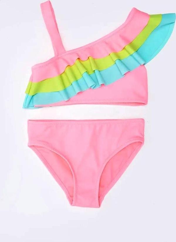 Renkli volanlı kız çocuk bikini takım DB200617BT - Image 1