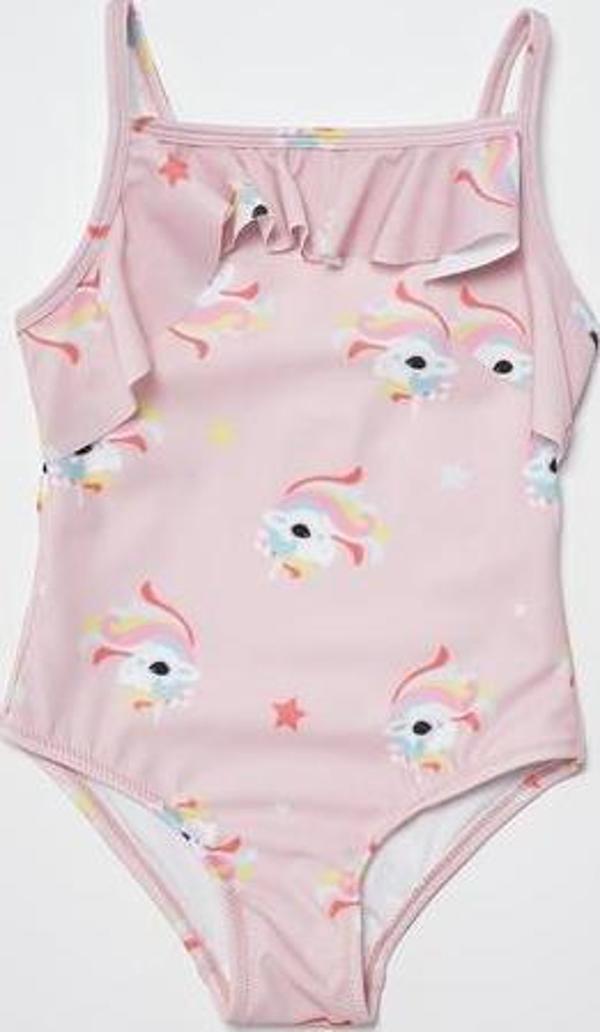 Unicorn baskılı fırfır detaylı kız çocuk mayo DB200721CM - Image 1